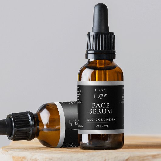 Zwart & Zilver Logo Chic 1 OZ druppelflesetiket Etiket