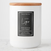 Zwart & Zilver Logo Elegant Verticaal Kaarsenlabel Voedselcontainer Etiket (Voorkant)