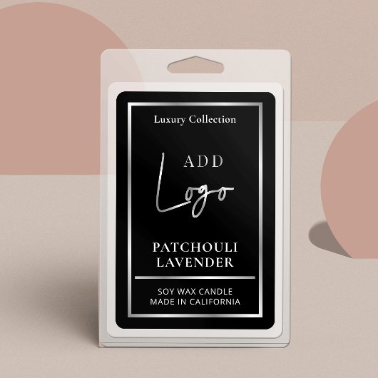 Zwart & Zilver Logo Elegant Verticaal Kaarsenlabel Voedselcontainer Etiket