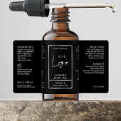 Zwart & Zilver Logo Haarolie Dropper Flesetiket Etiket