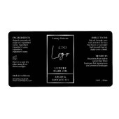 Zwart & Zilver Logo Haarolie Dropper Flesetiket Etiket (Voorkant)