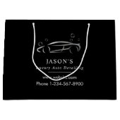 Zwart & Zilver Luxe Auto Detailing Auto Reiniging Groot Cadeauzakje (Voorkant)