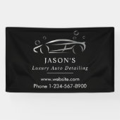 Zwart & Zilver Luxe Auto Detailing Auto Reiniging Spandoek (Horizontaal)