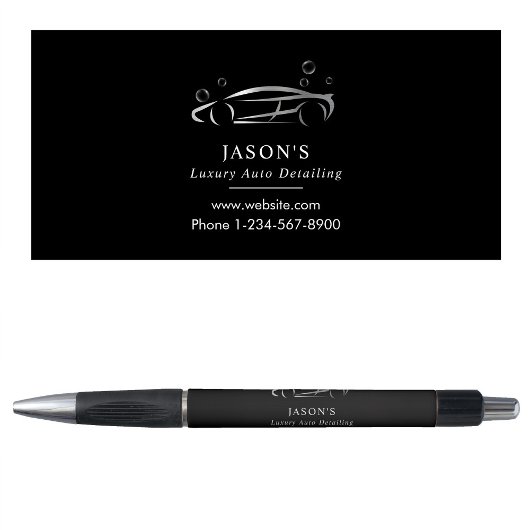 Zwart & Zilver Luxe Auto Detailing Autowasserij Pen