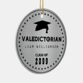 Zwart & Zilver Mannelijk Valedictorian Afstuderen Keramisch Ornament (Rechts)
