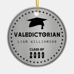 Zwart & Zilver Mannelijk Valedictorian Afstuderen Keramisch Ornament