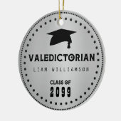 Zwart & Zilver Mannelijk Valedictorian Afstuderen Keramisch Ornament (Links)