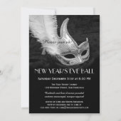 Zwart Zilver Masquerade Ball Party Uitnodiging (Achterkant)
