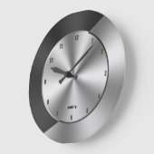 Zwart & zilver Modern metaal geometrisch ontwerp Grote Klok (Hoek)