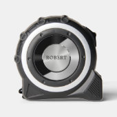 Zwart & zilver Modern metaal geometrisch ontwerp Rolmaat (Voorkant)