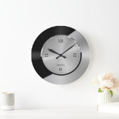 Zwart & zilver Modern metallisch geometrisch ontwe Grote Klok (Huis)