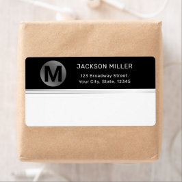 Zwart-zilver moderne eenvoudige monogram verzendin etiket