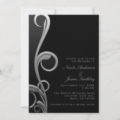 Zwart & Zilver Moderne Glam Elegante Spiraal Bruil Kaart (Voorkant)