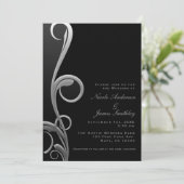 Zwart & Zilver Moderne Glam Elegante Spiraal Bruil Kaart (Staand voorkant)