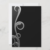 Zwart & Zilver Moderne Glam Elegante Spiraal Bruil Kaart (Achterkant)
