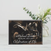 Zwart & Zilver Motorfiets Viering van het Leven Kaart (Staand voorkant)