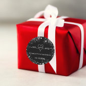 Zwart zilver mr mevrouw hart bruiloft ronde sticker