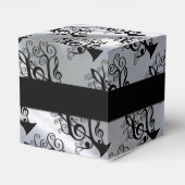 Zwart & Zilver Muziek Treble Clef Tree Cube Box Bedankdoosjes (Achterkant)