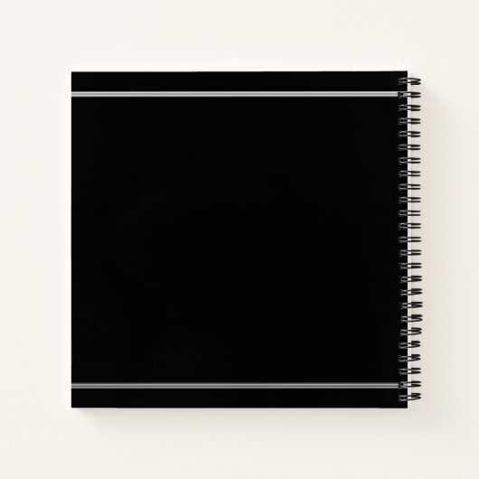 Zwart zilver naam script minimalist notitieboek (Achterkant)