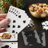 Zwart Zilver Nep Glitter Grijs Modern Monogram Pokerkaarten (Insitu)