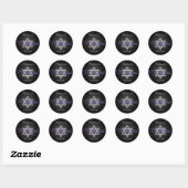 Zwart Zilver Paarse 1,5" Ronde Bat Mitzvah Sticker (Vel)