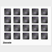 Zwart, Zilver, Paarse 1,5"Sq. Bat Mitzvah Sticker (Vel)