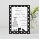 Zwart Zilver Polka Dot Girl's Night Out Kaart (Staand voorkant)