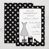Zwart Zilver Polka Dot Girl's Night Out Kaart (Voorkant / Achterkant)