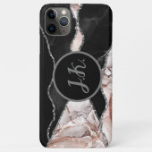 Zwart Zilver Professioneel Marmeren Agaat Glam Case-Mate iPhone Case (Achterkant)