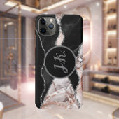 Zwart Zilver Professioneel Marmeren Agaat Glam Case-Mate iPhone Case