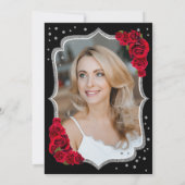 Zwart Zilver Rood Rozen Foto 50e Verjaardag Kaart (Achterkant)