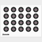 Zwart, Zilver, Roze 1,5" Ronde Bat Mitzvah Sticker (Vel)
