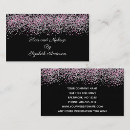 Zwart Zilver Roze Glitter Overlay Glam Meisjesacht Visitekaartje