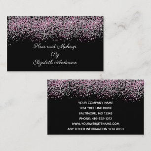 Zwart Zilver Roze Glitter Overlay Glam Meisjesacht Visitekaartje