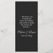 Zwart Zilver Sneeuwvlokken Winter bruiloft menu ka (Achterkant)