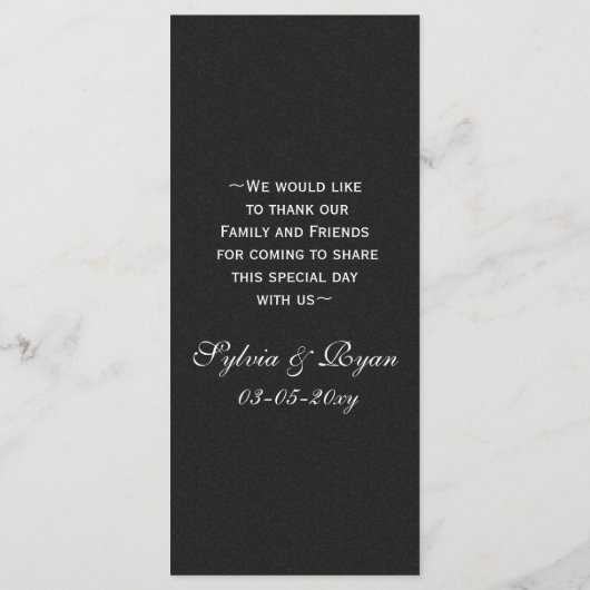 Zwart Zilver Sneeuwvlokken Winter bruiloft menu ka (Achterkant)