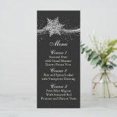 Zwart Zilver Sneeuwvlokken Winter bruiloft menu ka (Staand voorkant)