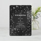 Zwart & Zilver Sparkling Lights Glam Wedding Kaart (Staand voorkant)