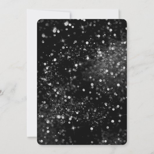 Zwart & Zilver Sparkling Lights Glam Wedding Kaart (Achterkant)