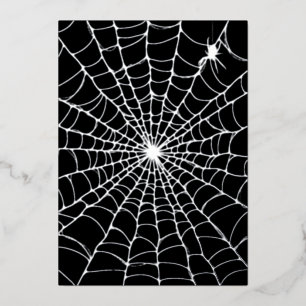 Zwart Zilver Spinnenweb Halloween Folie Uitnodiging