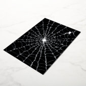 Zwart Zilver Spinnenweb Halloween Folie Uitnodiging (Gedraaid)