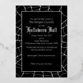 Zwart Zilver Spinnenweb Halloween Folie Uitnodiging (Achterkant)