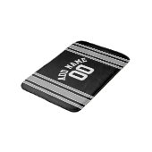 Zwart Zilver Sport Jersey met Naam en Nummer Badmat (Gekanteld)