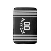 Zwart Zilver Sport Jersey met Naam en Nummer Badmat (Voorkant Verticaal)