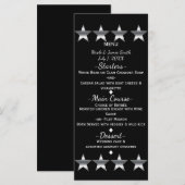 Zwart & Zilver Sterren Hollywood Glam Feestmenu Menu (Voorkant / Achterkant)