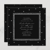 Zwart & Zilver Stippen Modern Glam Trouwfeest Kaart (Voorkant / Achterkant)