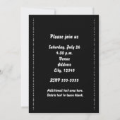 Zwart Zilver Sweet 16 Glitter Glam Party Invite Kaart (Achterkant)