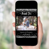 Zwart zilver trouwfoto QR code dank u kaart