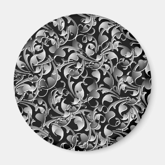 Zwart & Zilver Twining Leaves Magneet (Voorkant)
