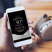 Zwart Zilver Verrassing 40e Verjaardagsfeest Kaart